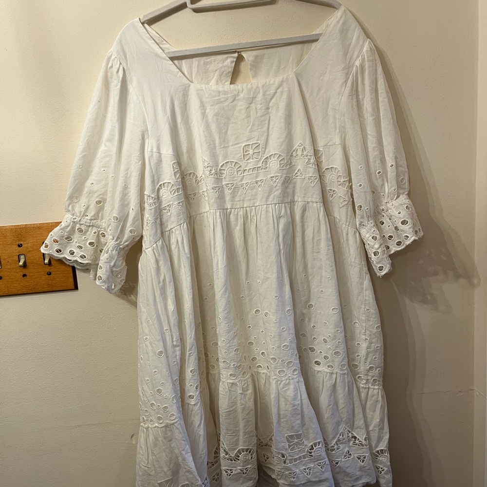 White Bell Sleeve Scoop Neck Sundress